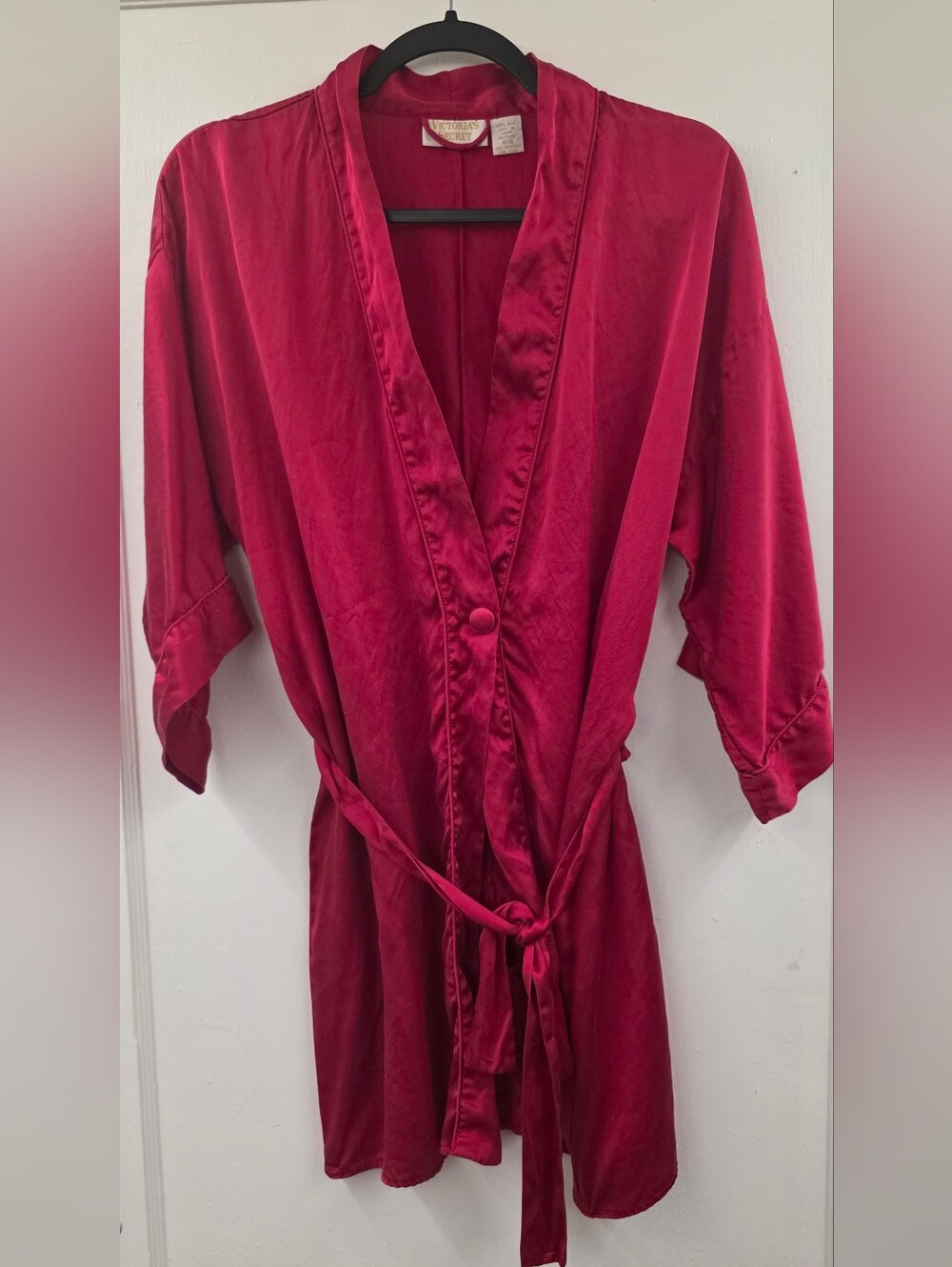 Vintage Victoria’s Secret 100% Silk Washed Matte Robe Fuchsia O/S